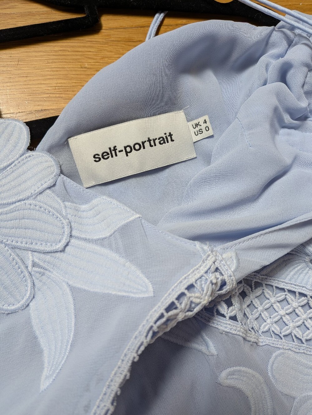 Self-Portrait Lilac Blue Guipure Lace Cold-shoulder Midi Dress - Picture 6 of 9